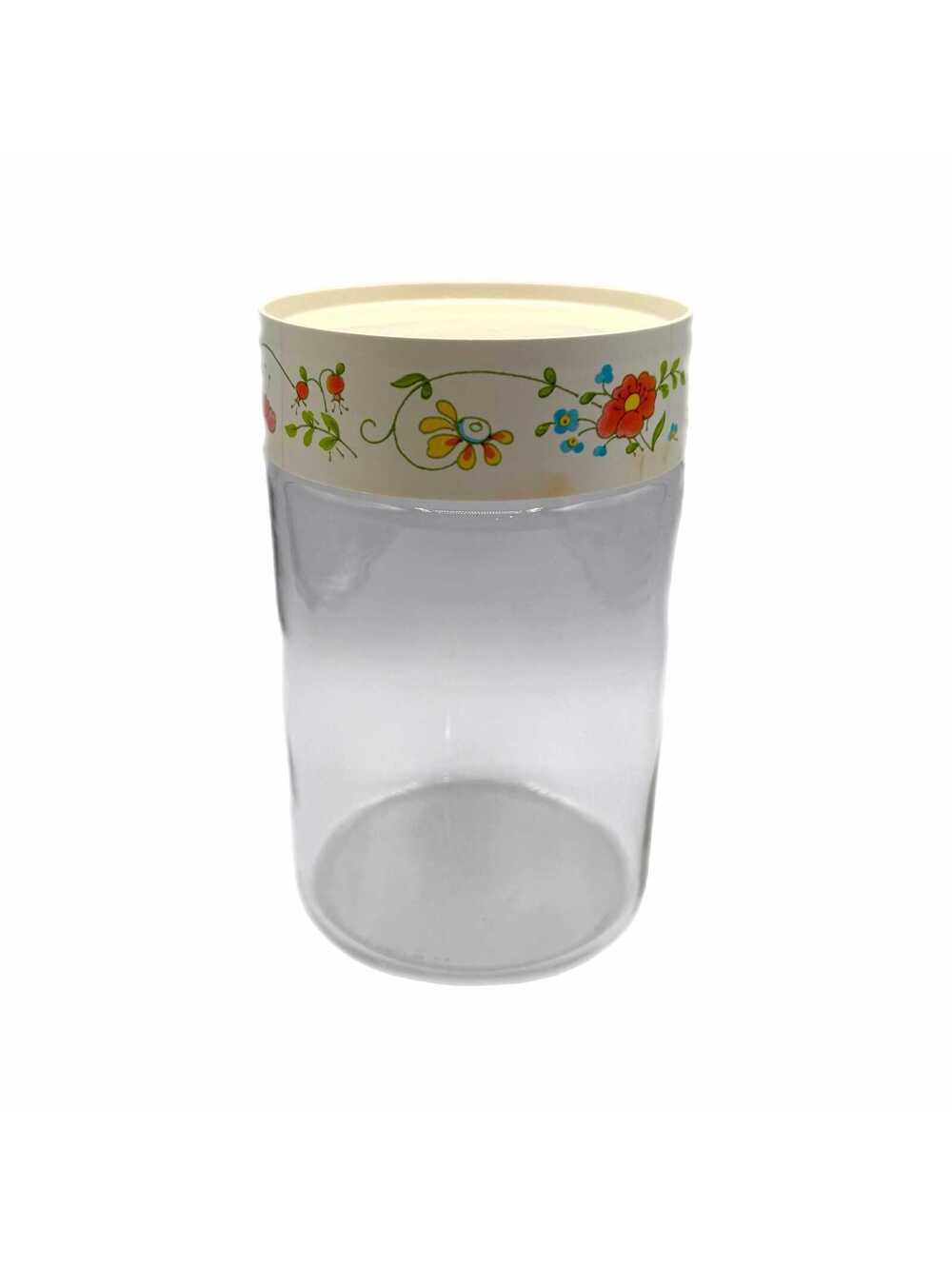 Vintage 1970s Pyrex Wildflower Glass Canister with Floral Lid – USA